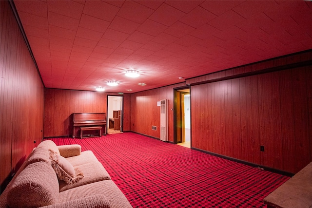 3455 N Hillcrest Dr, Butte, MT 59701 - carpeted cinema room with wood walls