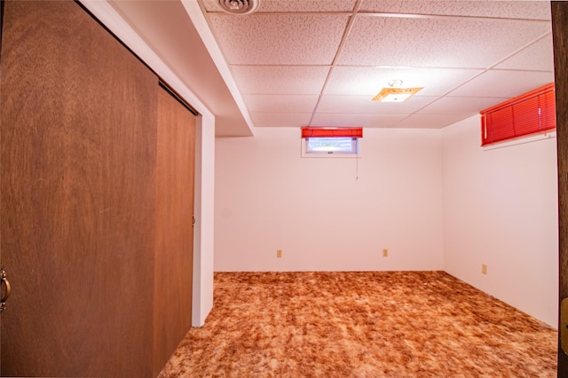 3455 N Hillcrest Dr, Butte, MT 59701 - below grade area with carpet floors and a drop ceiling