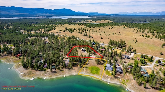 168 Carpenter Ln, Eureka, MT 59917 - aerial view of property's location with a water and mountain view and property parcel outlined