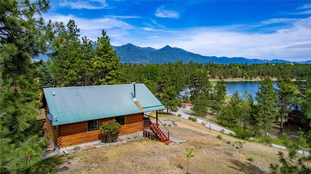 168 Carpenter Ln, Eureka, MT 59917 - view of mountain backdrop featuring a large body of water and a heavily wooded area