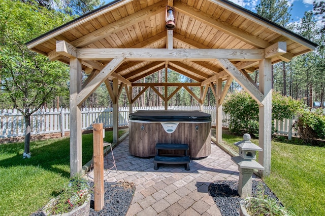 409 Mill Creek Rd, Hamilton, MT 59840 - view of patio / terrace featuring a hot tub and a gazebo