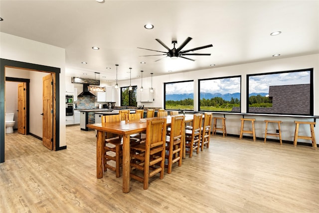 600 Ringneck Dr, Kalispell, MT 59901 - dining room featuring recessed lighting, light wood-style floors, and ceiling fan