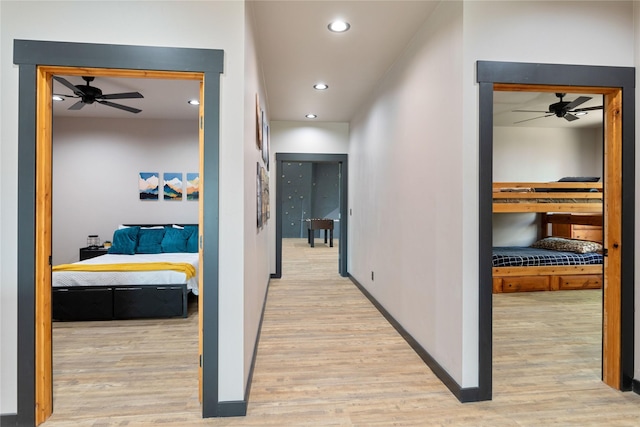 600 Ringneck Dr, Kalispell, MT 59901 - hallway with light wood finished floors and recessed lighting