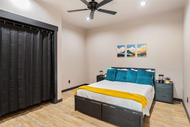 600 Ringneck Dr, Kalispell, MT 59901 - bedroom featuring wood finished floors, recessed lighting, and ceiling fan