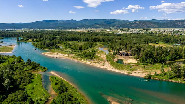600 Ringneck Dr, Kalispell, MT 59901 - drone / aerial view of a water and mountain view and a heavily wooded area