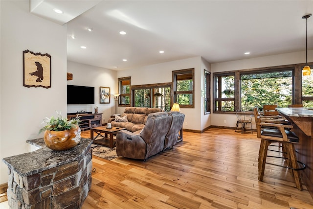 33731 Westview Dr, Bigfork, MT 59911 - living room with light wood finished floors and recessed lighting