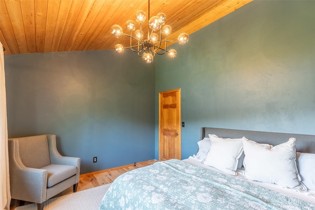 2755 US Highway 93 W, Whitefish, MT 59937 - bedroom featuring wooden ceiling, a chandelier, and wood finished floors