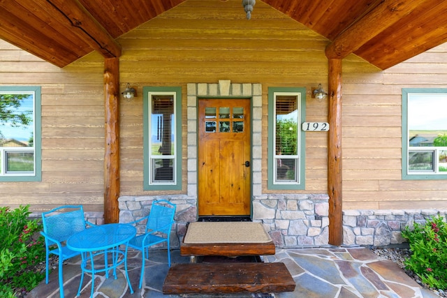 192 Leonard Ln, Eureka, MT 59917 - entrance to property featuring stone siding