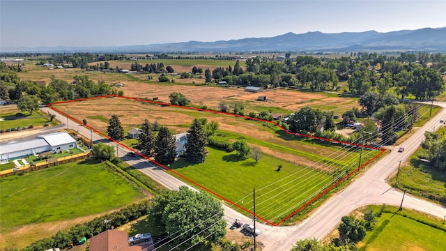 232 Kurtz Ln, Hamilton, MT 59840 - overview of rural landscape featuring property boundaries highlighted and a mountainous background