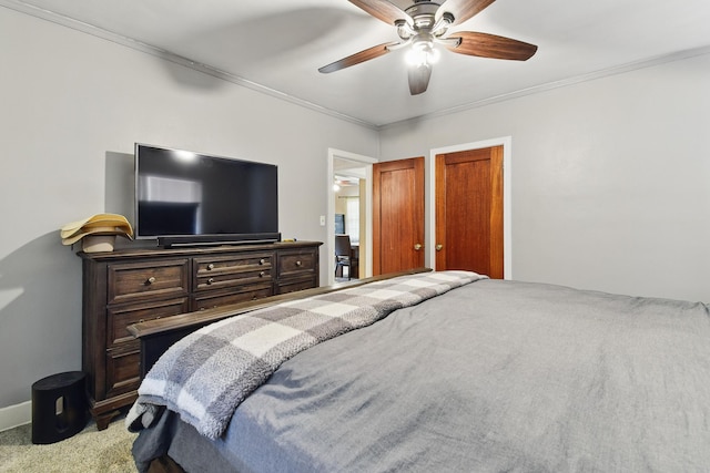 3120 1st Ave N, Great Falls, MT 59401 - bedroom featuring crown molding, ceiling fan, and carpet floors
