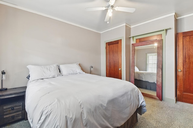 3120 1st Ave N, Great Falls, MT 59401 - bedroom with carpet, crown molding, and ceiling fan