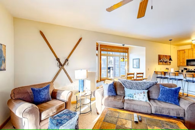 3832 Tamarack Ave Unit 2B, Whitefish, MT 59937 - living area featuring a ceiling fan