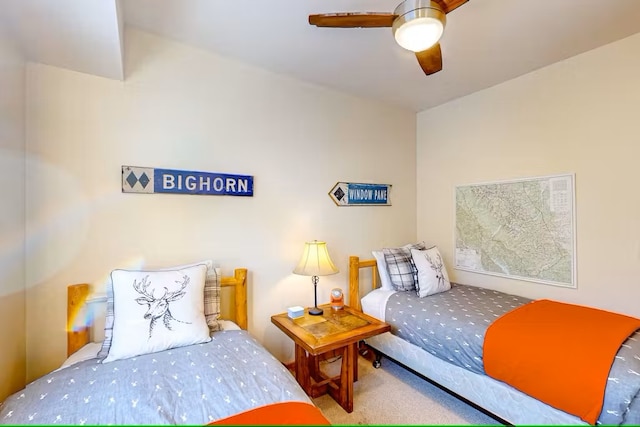 3832 Tamarack Ave Unit 2B, Whitefish, MT 59937 - carpeted bedroom featuring a ceiling fan