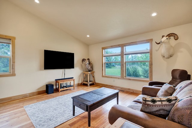 109 Como Vista Ln, Hamilton, MT 59840 - living room featuring recessed lighting, lofted ceiling, and wood finished floors