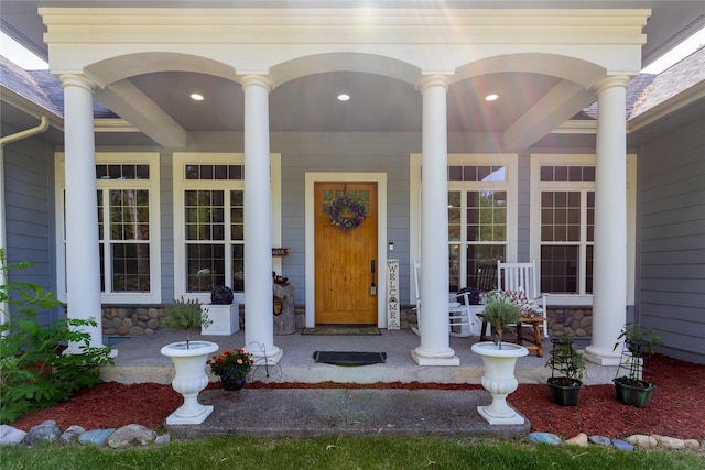 20245 Swan View Rd, Rollins, MT 59931 - entrance to property featuring covered porch and stone siding
