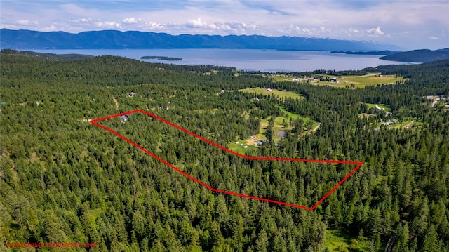 20245 Swan View Rd, Rollins, MT 59931 - view of property location with a water and mountain view and property boundaries highlighted