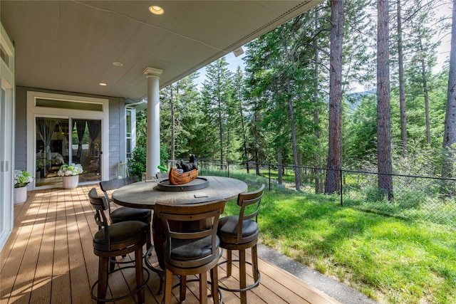 20245 Swan View Rd, Rollins, MT 59931 - wooden deck with outdoor dining area
