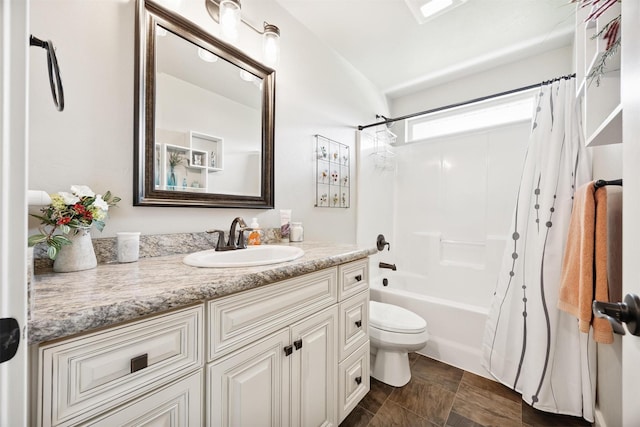 4460 Sunburst Ln, Stevensville, MT 59870 - full bathroom with vanity and shower / bath combo with shower curtain