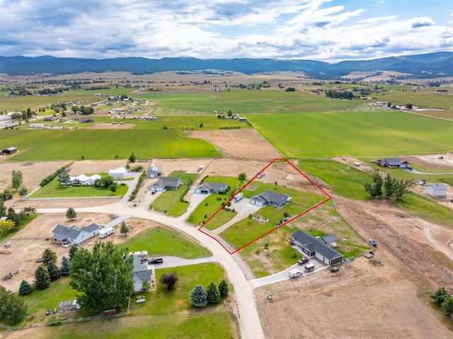 4460 Sunburst Ln, Stevensville, MT 59870 - view of rural area featuring mountains and property parcel outlined