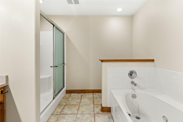 103 Crescent Lndg, Polson, MT 59860 - bathroom featuring a jetted tub, vanity, and a shower stall