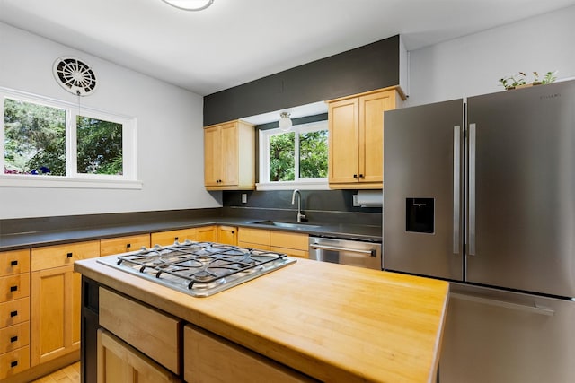 546 Woodworth Ave, Missoula, MT 59801 - kitchen with appliances with stainless steel finishes and light brown cabinets