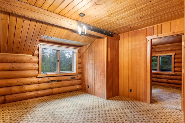 581 Timber Trl, Stevensville, MT 59870 - unfurnished room with carpet floors and wood ceiling