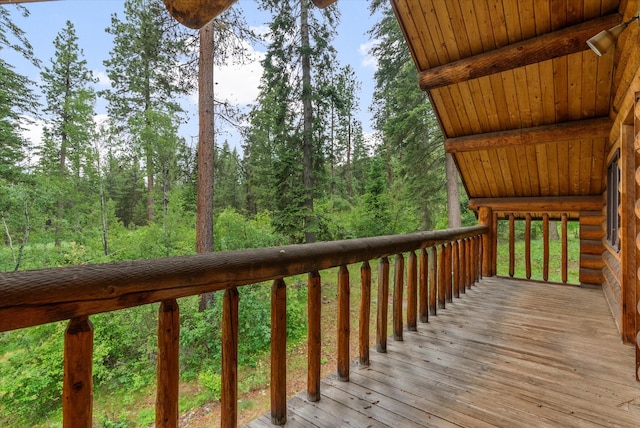 581 Timber Trl, Stevensville, MT 59870 - wooden deck featuring a view of trees
