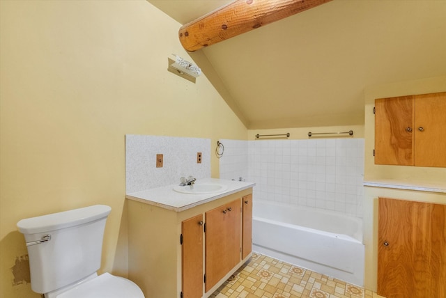 581 Timber Trl, Stevensville, MT 59870 - bathroom featuring vanity and vaulted ceiling