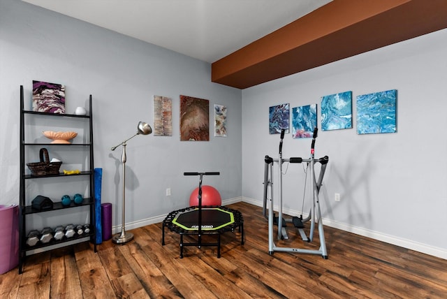 451 Creston Hatchery Rd, Kalispell, MT 59901 - workout room with wood finished floors and baseboards