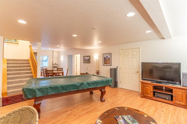 286 Arbour Dr W, Kalispell, MT 59901 - game room featuring a textured ceiling, pool table, light wood-style flooring, and recessed lighting