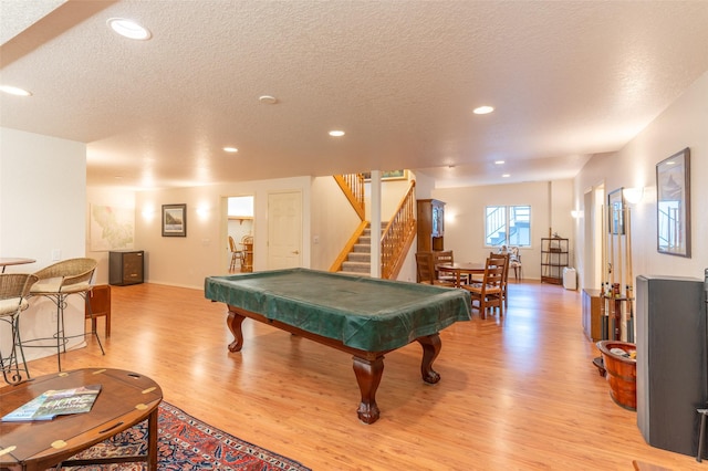 286 Arbour Dr W, Kalispell, MT 59901 - rec room with light wood finished floors, pool table, a textured ceiling, and recessed lighting