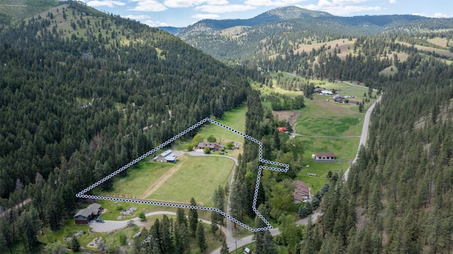 9995 Obrien Creek Rd, Missoula, MT 59804 - aerial view of property's location with a forest and mountains