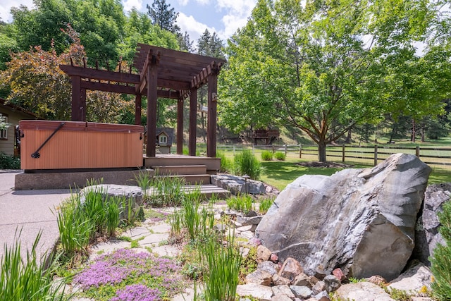 9995 Obrien Creek Rd, Missoula, MT 59804 - view of yard with a hot tub and a pergola