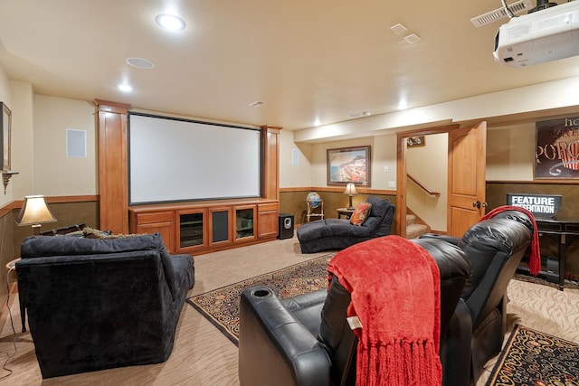 3 Antelope Ct, Clancy, MT 59634 - cinema room featuring a wainscoted wall and recessed lighting