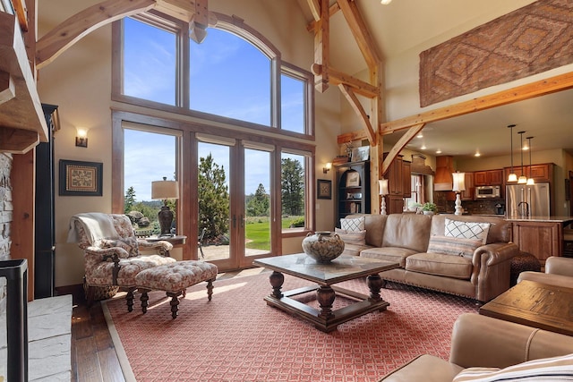3 Antelope Ct, Clancy, MT 59634 - living area featuring high vaulted ceiling and hardwood / wood-style floors