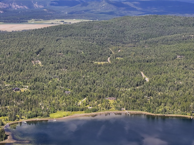 1263 Spencer Ridge Rd, Whitefish, MT 59937 - drone / aerial view of a heavily wooded area and a water and mountain view