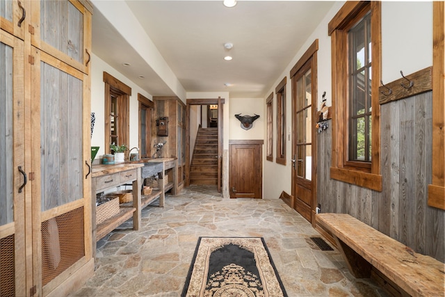 1263 Spencer Ridge Rd, Whitefish, MT 59937 - mudroom featuring stone flooring and recessed lighting
