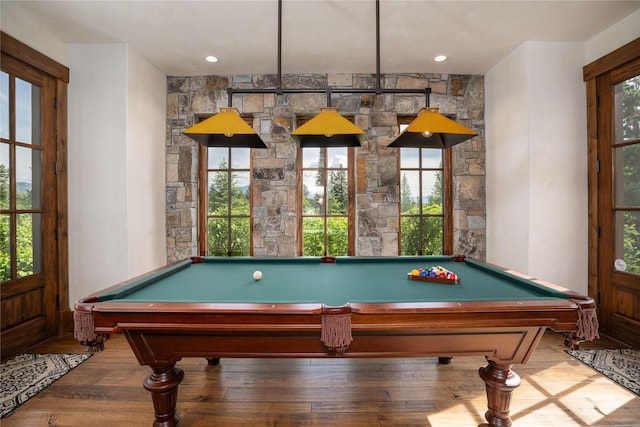 1263 Spencer Ridge Rd, Whitefish, MT 59937 - playroom with pool table and hardwood / wood-style floors