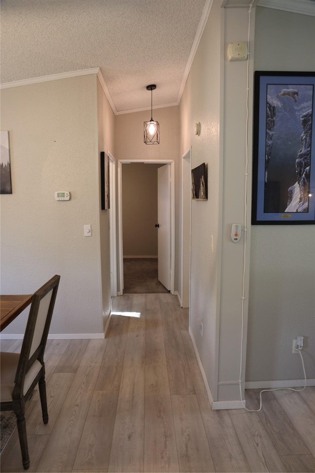 3000 Villard Ave Unit 149, Helena, MT 59601 - hallway featuring crown molding, wood finished floors, and a textured ceiling