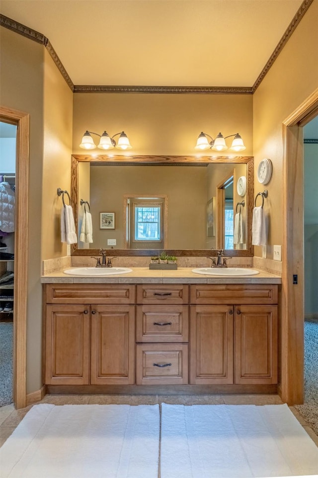 13 Crossfire Dr, Clancy, MT 59634 - bathroom featuring double vanity and ornamental molding