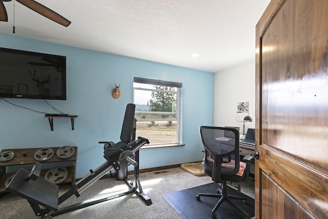 3979 Evenson Ln, Stevensville, MT 59870 - home office with a ceiling fan and carpet flooring