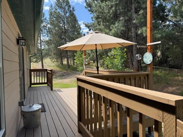 3979 Evenson Ln, Stevensville, MT 59870 - wooden terrace with view of scattered trees