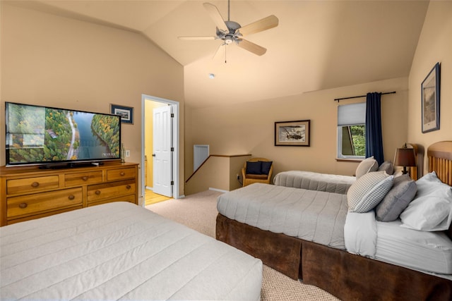 1750 E Lakeshore Dr Unit 212, Whitefish, MT 59937 - bedroom featuring vaulted ceiling, light colored carpet, and ceiling fan