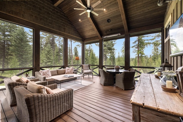 176 Whitefish Hills Loop, Whitefish, MT 59937 - sunroom / solarium featuring an outdoor living space, ceiling fan, and healthy amount of natural light