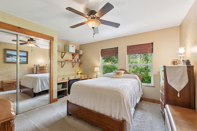 745 Capistrano Dr, Kalispell, MT 59901 - bedroom with light colored carpet, a closet, and a ceiling fan