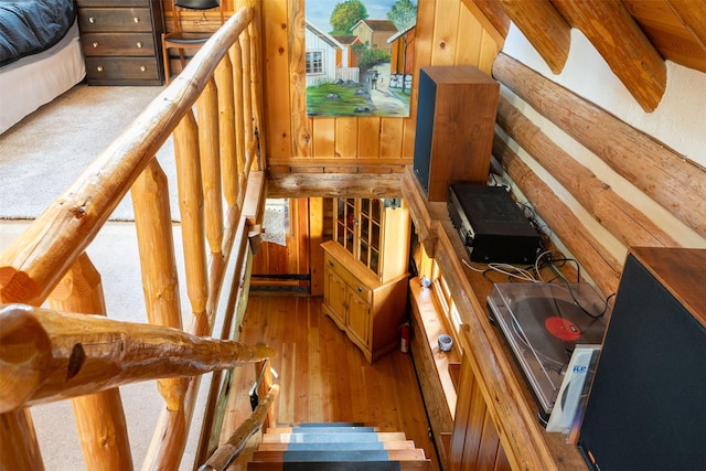 235 Red Meadow Rd, Polebridge, MT 59928 - stairs featuring wood-type flooring