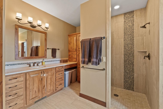 71 Cw Mitchell Ct, Marion, MT 59925 - full bathroom featuring a tile shower and vanity