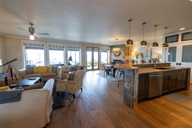 7175 US Highway 93 S, Lakeside, MT 59922 - living room with wood finished floors and a ceiling fan