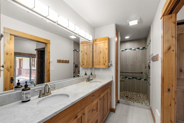 2206 US Highway 2 W, Kalispell, MT 59901 - full bathroom with a stall shower, double vanity, and tile patterned floors