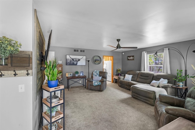 2321 8th Ave S, Great Falls, MT 59405 - living area featuring ceiling fan and carpet flooring